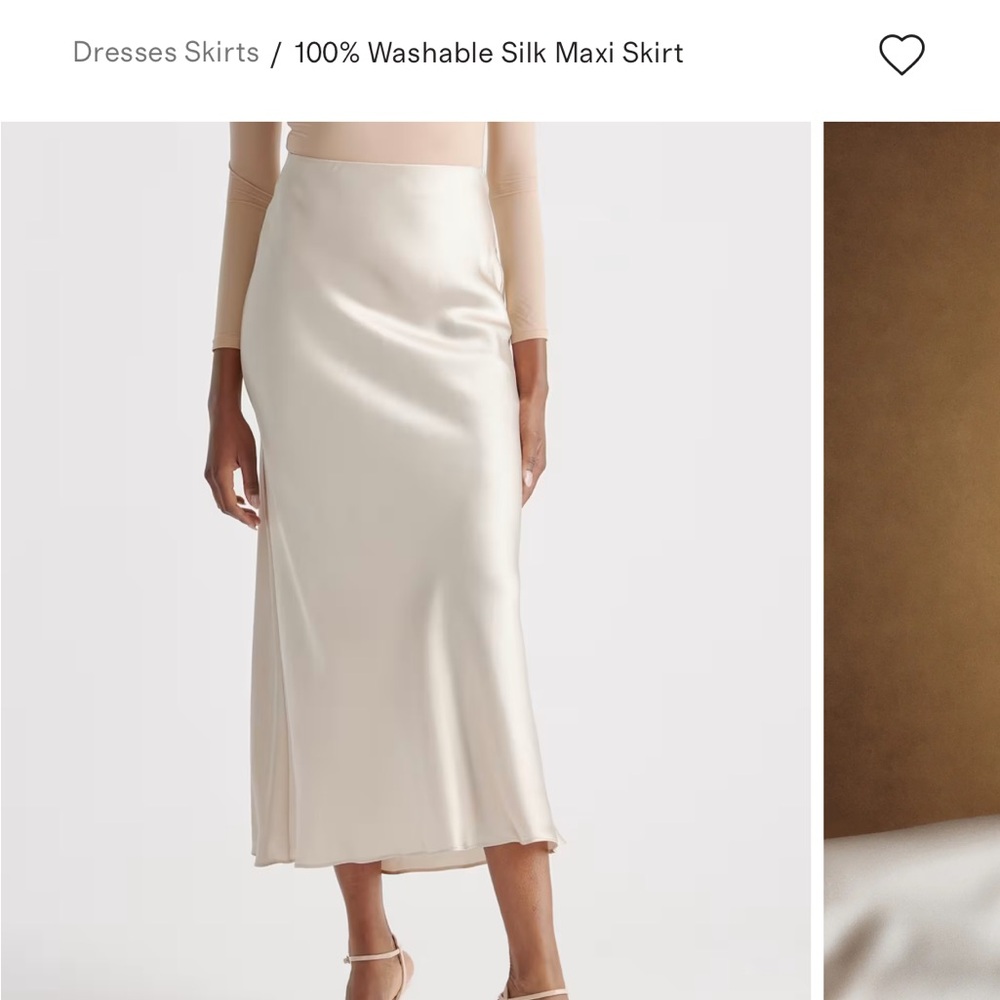 Quince 100% Silk Washable Maturnity Maxi Skirt Minimalist Classy Cream Size Sm